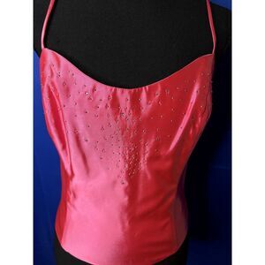 Cache Vintage Womens Coral Prom Bodice Top Sz 6 Rhinestone Y2K 90s Formal 2000s